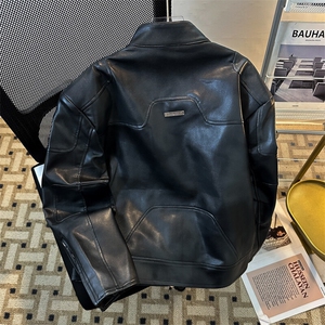 潮牌小众设计感皮衣美式做旧男女款秋季夹克外套JK08552-P83图片