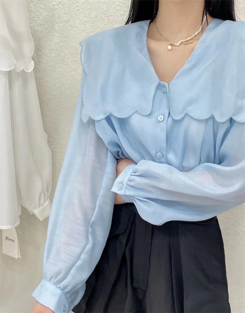 花边衬衫，女装衬衫，伊媚儿