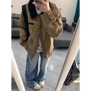 做旧外套女春秋2025新款潮牌宽松休闲情侣工装夹克上衣 JK886图片