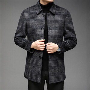 翻领毛呢大衣男士中长款羊毛呢子外套中年秋冬款男装DS81055-P300,男装毛呢大衣,电商B212（原钱塘6029）