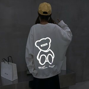 情侣中性圆领宽松蝙蝠袖打底衫长袖小熊卡通动漫卫衣9710/图片