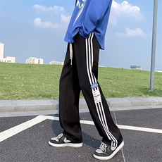 秋季薄款条纹运动长裤宽松直筒休闲裤男高街复古阔腿裤K4314-P35，男装休闲裤，星座512-2