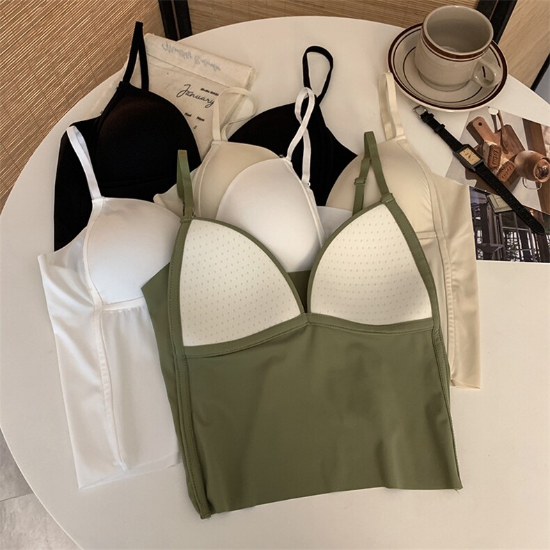 黑色冰丝吊带背心女内搭修身美背抹胸外穿裹胸,女装背心吊带,梦白服饰厂