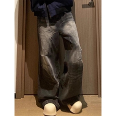 复古cleanfit水洗做旧纹宽松百搭直筒阔腿裤牛仔裤秋垂感N1211，男装牛仔裤，星座1116A（原606A-3）