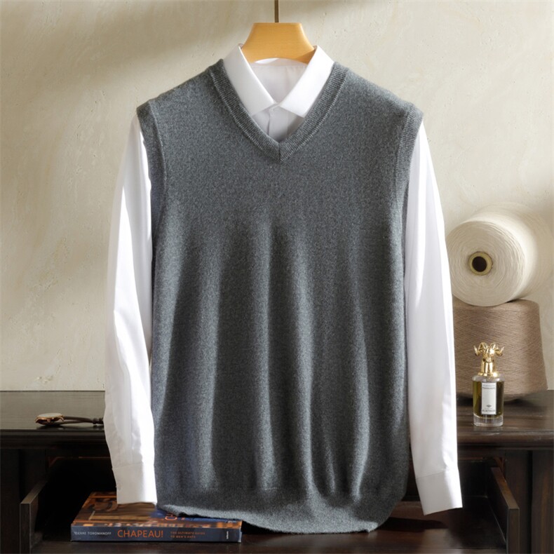 2024秋冬新款羊绒男士V领羊绒马甲背心男装，男装羊绒背心，英皇羊绒
