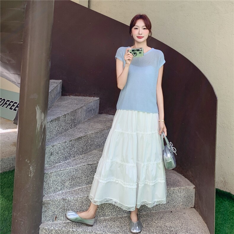 现货:夏装新款时尚百搭针织上衣半身裙两件套2C13-8852P135K208,女装套装/套裙,2C135