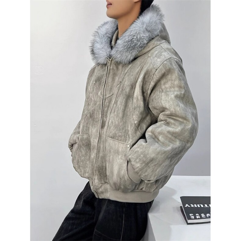 WT139-P108座山雕连帽大毛领棉衣男棉服潮牌扎染保暖外套潮,男装棉衣,星座1501-3