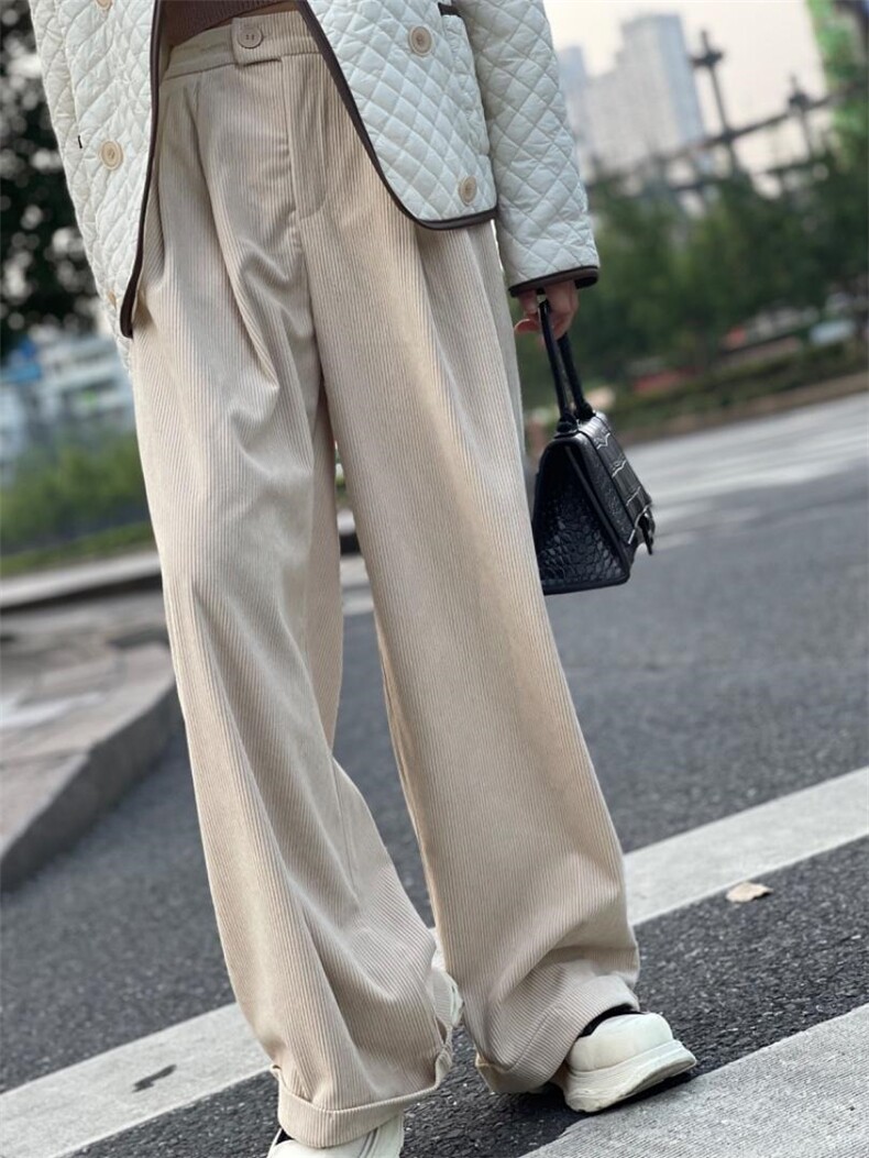 灯芯绒阔腿裤，其它，玫瑰共和国