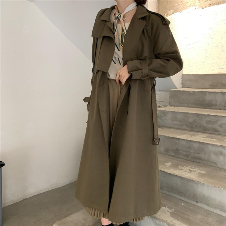 现货长款韩系气质款风衣，女装风衣，汐美