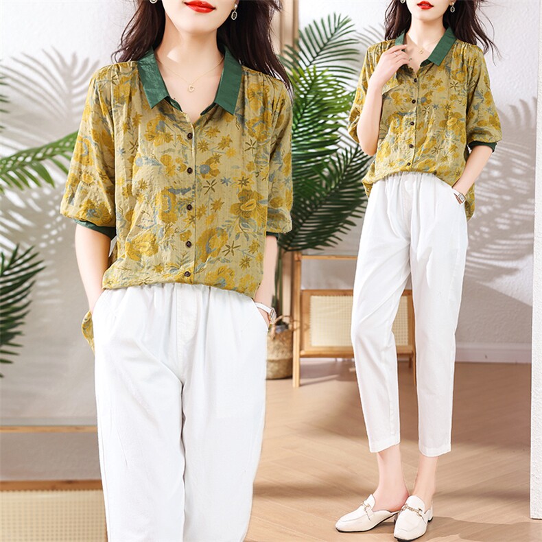 2023夏季新款优雅气质小方领简约时尚休闲套裤，女装套装/套裙，超帛