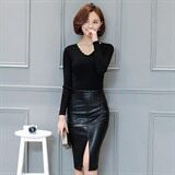 长袖修身时尚简约套头V领纯色潮流针织衫/毛衣2020年冬季，女装针织衫/毛衣，安之芮娜