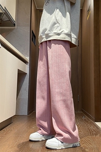 8XL-M麦穗纹雪尼尔阔腿裤男垂感休闲直通裤特大码卫裤K992P50控68图片