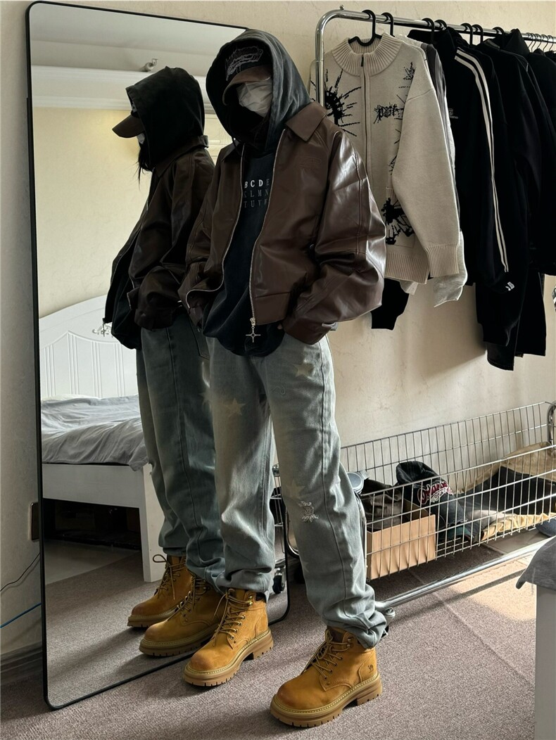 美式hiphop纯色星星装饰修身直筒牛仔裤控价68,男装牛仔裤,星座310A-4