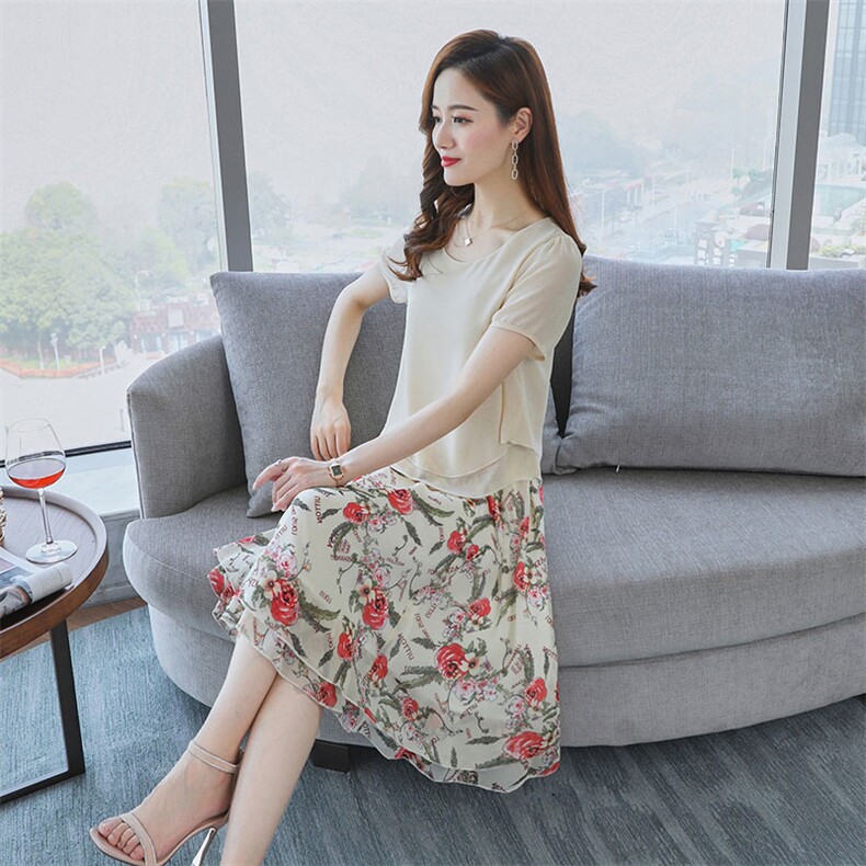 连衣裙女夏季新款气质碎花时尚小个子,女装连衣裙,雅之冉羊绒
