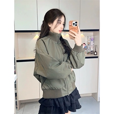 抖音得物美式潮休闲夹克春季立领纯色复古工装加厚棉服外套MF01，男装夹克，电商A443