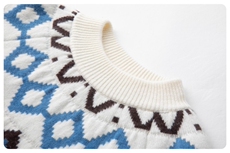 2025秋冬百搭时尚简约费尔岛菱形加厚圆领针织羊绒衫，女装针织衫/毛衣，木淼羊绒