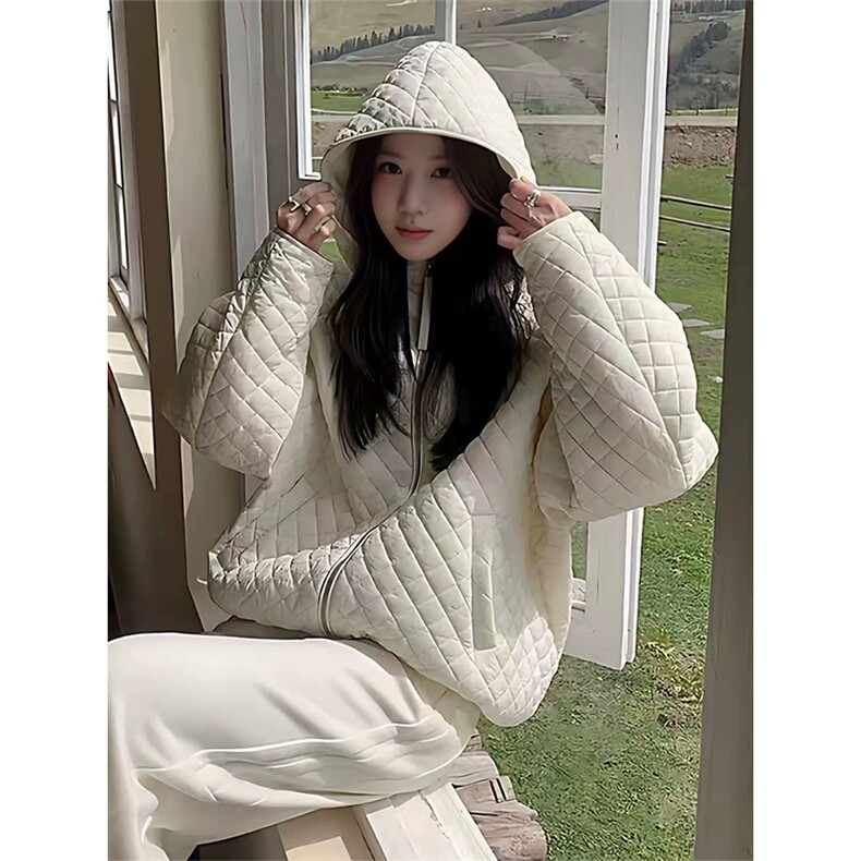 网图有货菱格连帽棉服男女冬季轻薄保暖棉衣外套上衣A1160-P80,男装棉衣,星座1505