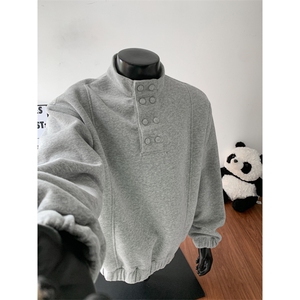 W85101 P55 控88 假模高品质多扣子拼接卫衣男图片