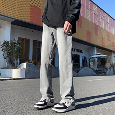 cleanfit裤子美式高街春秋白灰色高弹力牛仔裤男款直筒修身微喇裤，男装牛仔裤，电商B220