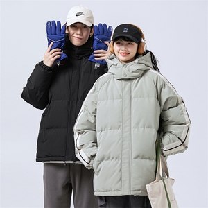 秋冬立领棉衣潮流连帽竖条样式宽松港风情侣棉袄外套MY9303-P95图片