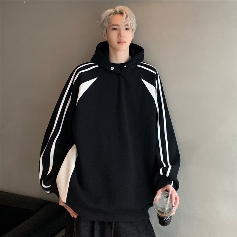 抖音品质得物可二开美式解构拼接连帽卫衣男宽松百搭帽衫w087-p65,男装卫衣,电商C307