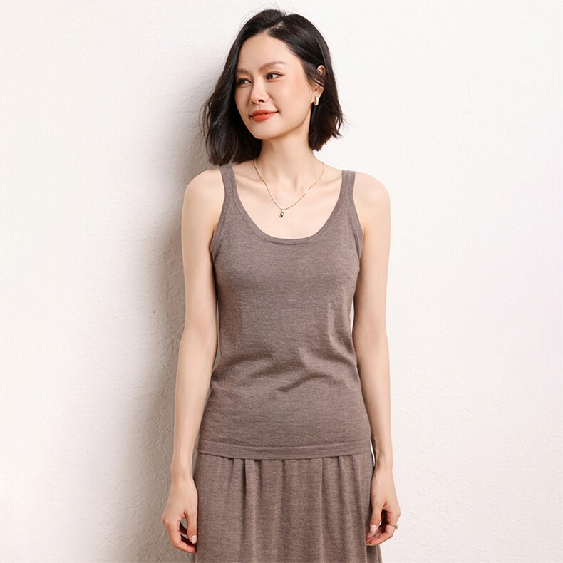 2025新品68支精纺吊带背心女四季可穿简约设计经典流传,女装背心吊带,江帆羊绒