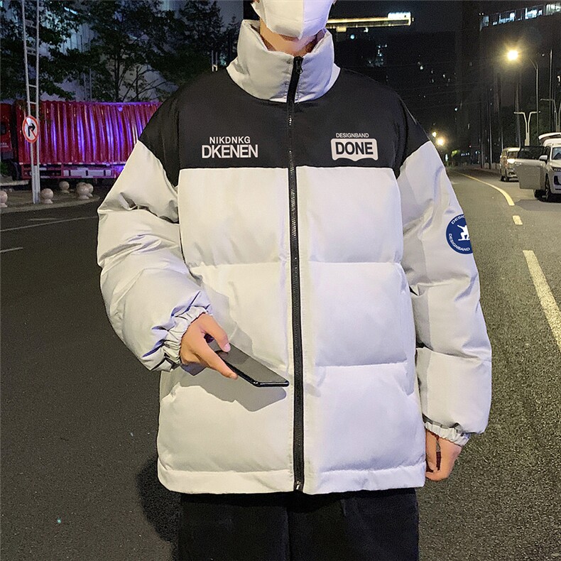 港风23冬季时尚百搭宽松字母印花潮流棉服外套MY6250特批85控138,男装棉衣,电商A268A