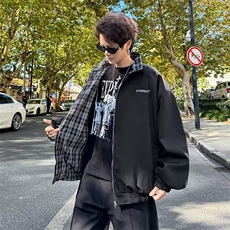 双面穿2024春冬外套男ins高街潮牌日系韩版潮流宽松夹克W6321-P65，男装夹克，星座412-2