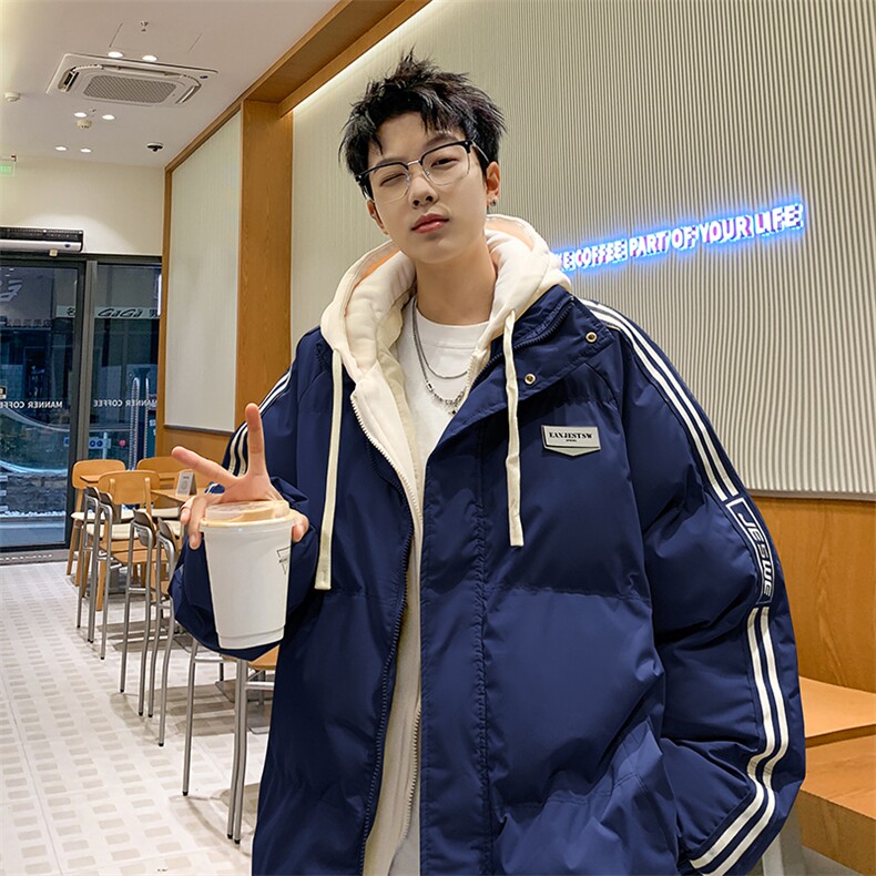 棉衣男冬季新款港风宽松假两件连帽学生棉服MY8882-P82,男装棉衣,星座214-3