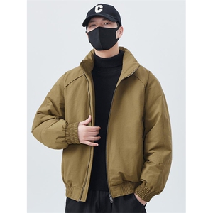 现货美式高街休闲夹克冬季三防立领纯色户外工装加厚棉服外套图片