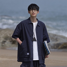 2025夏季CITYBOY日系宽松短袖衬衫可与2304K短裤作为一套卖，男装牛仔裤，星座112A