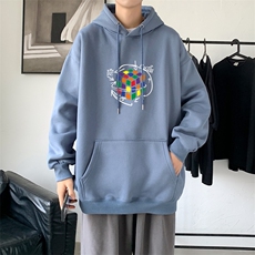 L2409P48秋冬新款卫衣男装宽松港风日系外套连帽衣服宽松卫衣，男装卫衣，星座510A-1