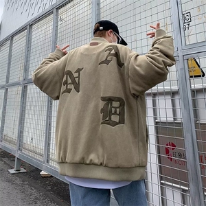 麂皮绒夹克美式复古刺绣潮牌情侣宽松棒球服春秋外套男WT551-P68图片