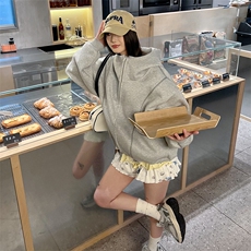 抖音得物高品质秋冬美式高街重磅结构辑明线纹理连帽卫衣外套W111，女装短外套，电商A486-1