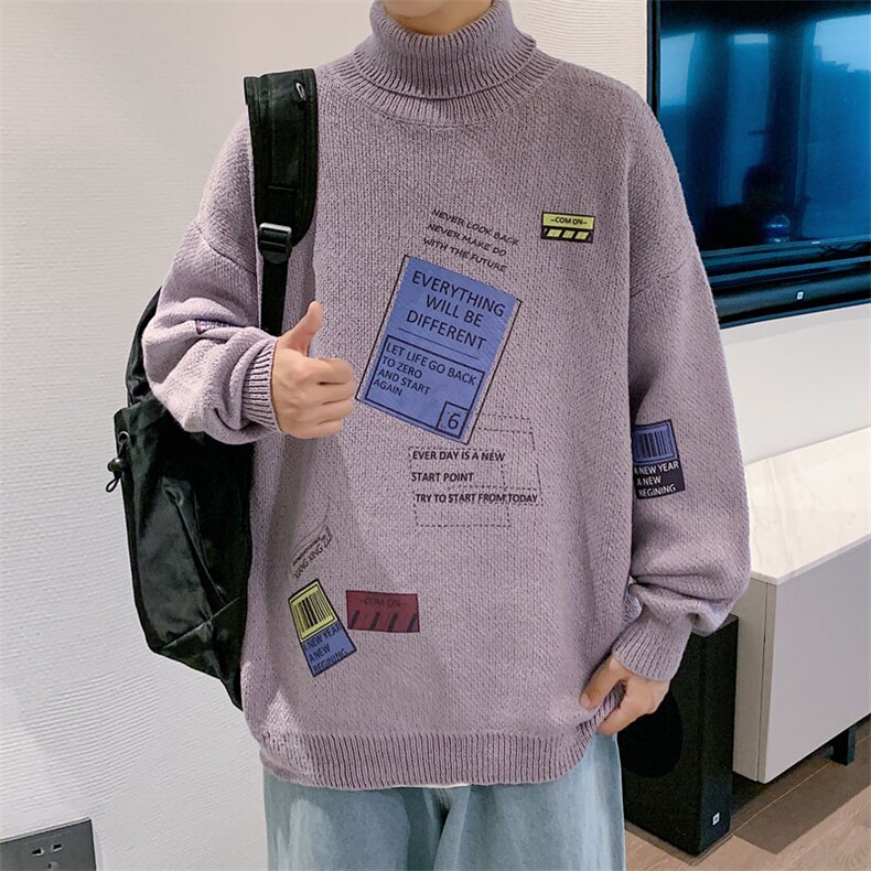 ！主推2021高品质男士高领毛衣学生潮牌保暖针织衫M703P60，男装针织衫/毛衣，电商B220