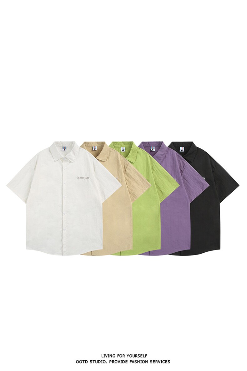 夏季新款速干短袖刺绣衬衫潮流港风宽松百搭男半袖CS285-P35,男装T恤,星座301C-5