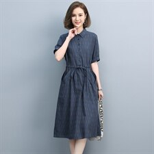 2023夏季新款时尚气质翻领腰部个性系带收腰显瘦修身连衣裙，女装连衣裙，玛其路