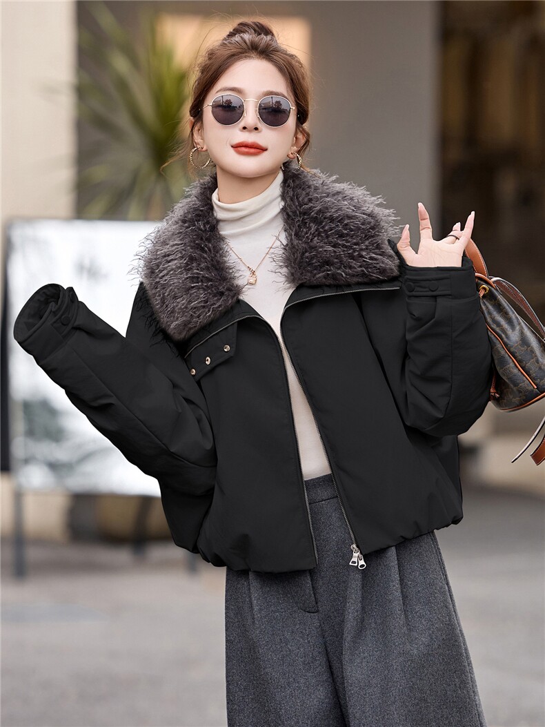 90白鸭绒羽绒服外套女2025年冬季新款大毛领翻领休闲羽绒服女,女装羽绒服,沁沁公主