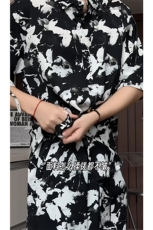 泼墨扎染短裤男短袖衬衫男套装男M-5XL大码TZ78715P50控98模特图，男装牛仔裤，星座226-1