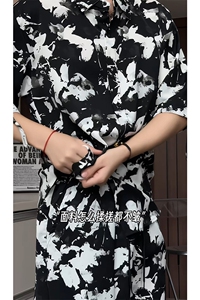 泼墨扎染短裤男短袖衬衫男套装男M-5XL大码TZ78715P50控98模特图图片
