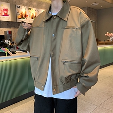 高品质秋款男夹克工装开叉拉链短裤休闲外套JK858P80，男装夹克，星座1013-1