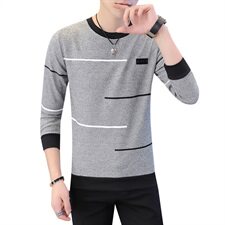 W203-男士圆领长袖t恤衫潮男韩版修身打底衫卫衣秋外套男，男装T恤，电商D310（原电商305）