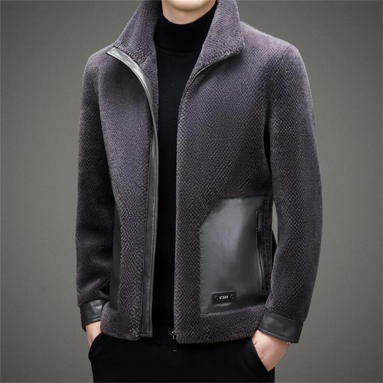 BAMJ-17727钱塘2020-2中年男士冬季厚款简约立领夹克外套P465，男装夹克，钱塘207-2