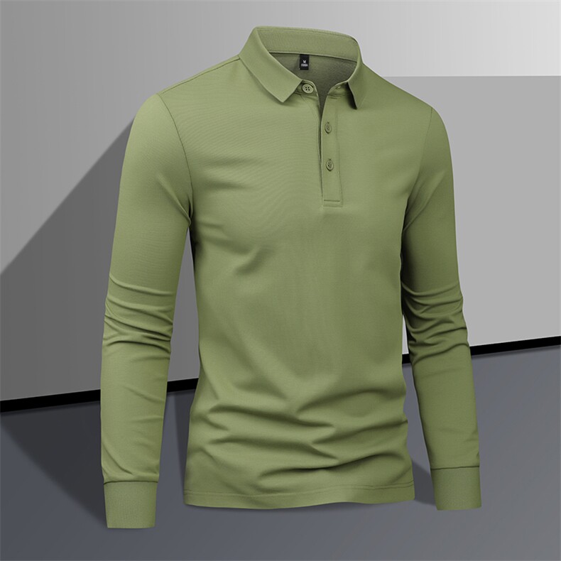 长期款品质长袖翻领多色纯色Polo衫35008-特P48，男装Polo衫，电商D342