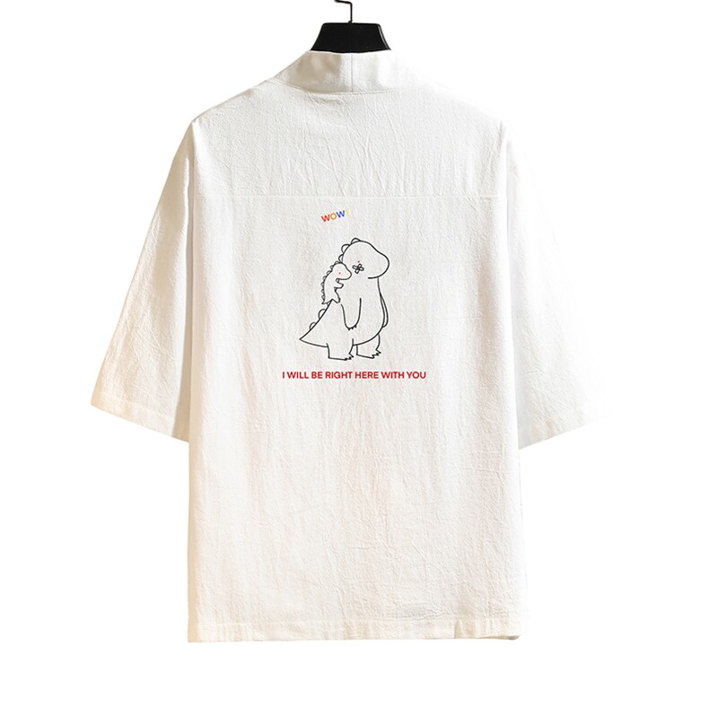 HF59140-P40风汉服男开衫外套七分袖道袍砖墙挂拍,男装民族服装,电商A040A