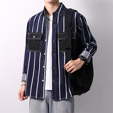 秋季流行男牛仔衬衣宽松休闲长袖衬衫外套XZ310B-3-CY955-P60，男装衬衫，星座310B-3