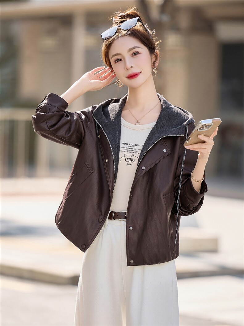 【春季女装新款】大量现货时尚假两件短款皮衣外套P138-K210,女装皮衣,简古