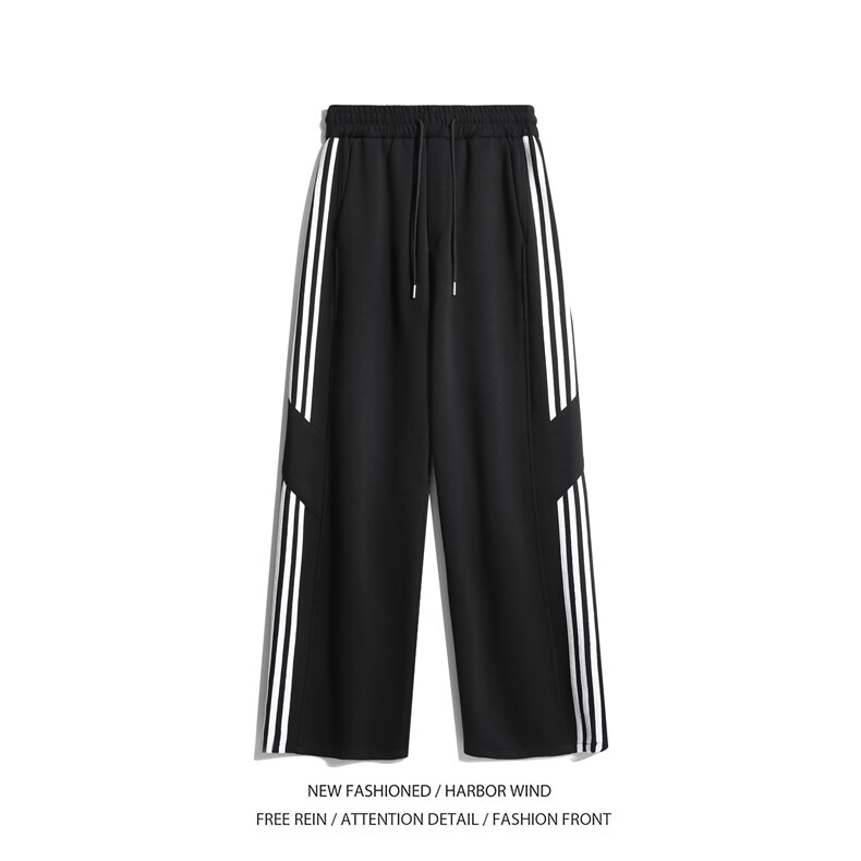 抖音品质秋季新款潮流条纹宽松休闲卫裤B315-K24269-特p40控78,男装休闲裤,电商B315