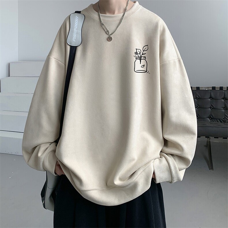 麂皮绒卫衣男大码重磅长袖t恤男JW81430-P35,男装T恤,电商A040