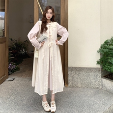 现货！主推款26春季粉色连衣裙+罩衫两件套2C056-7033-P175控258，女装套装/套裙，2C056
